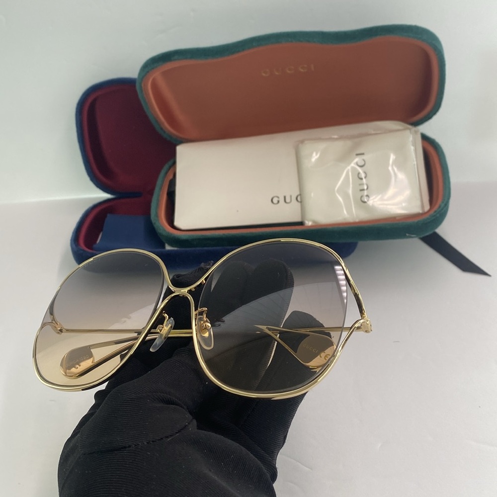 New Authentic GUCCI GG0362S 003 Blue to Peach Gradient Sunglass - Picture 13 of 17